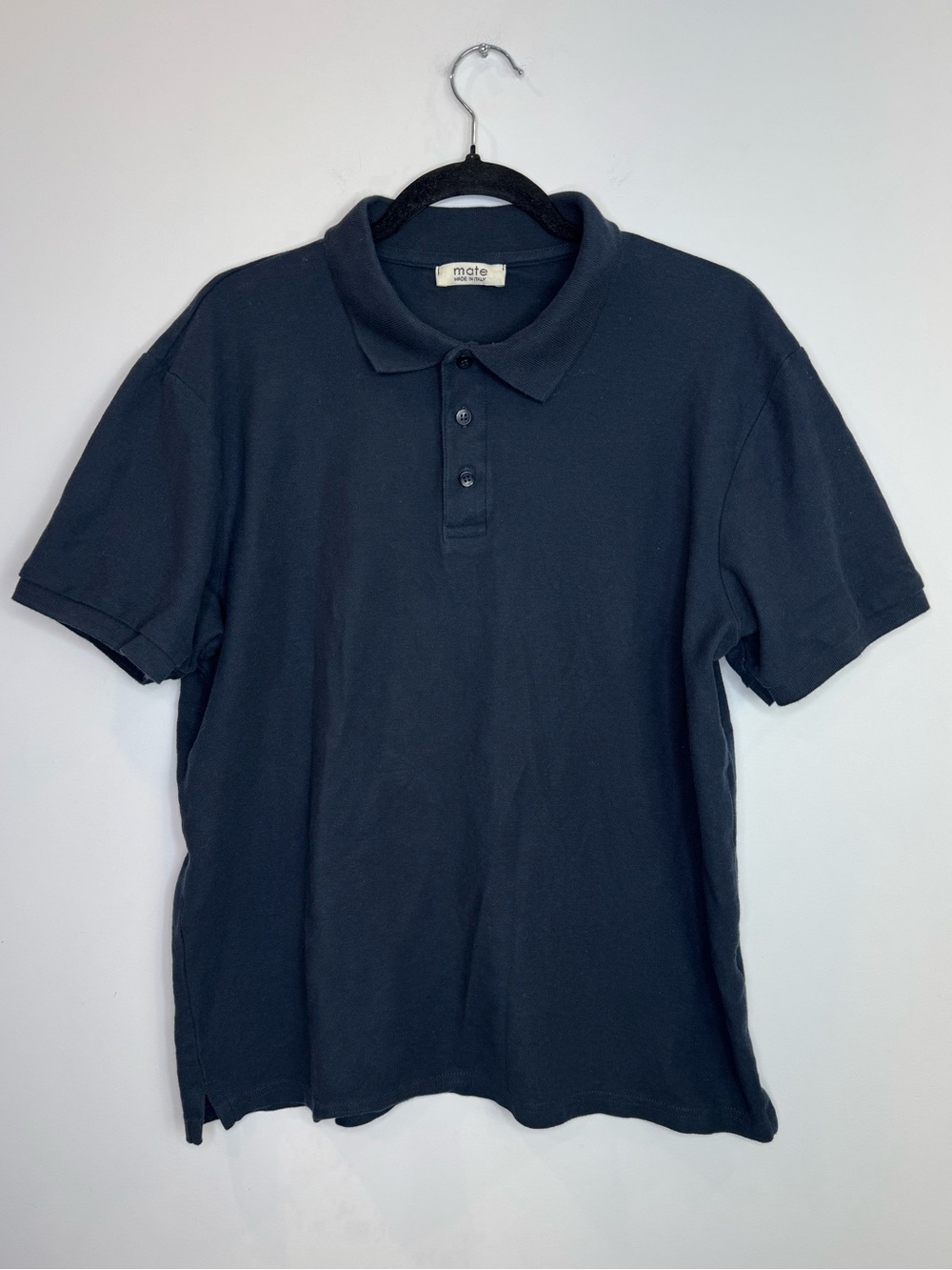 Mate navy preppy Men's Classic cotton Polo Shirt size large made in Italy